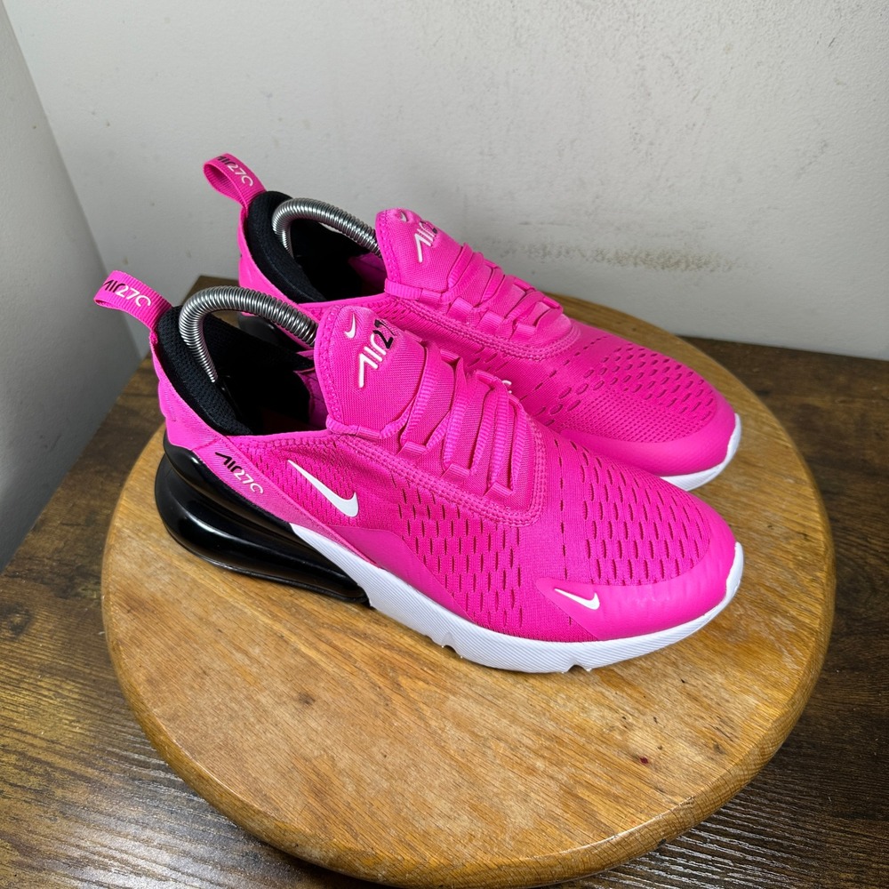 Nike Air Max 270 Hyper Pink Black White Sneakers 943345-602 Womens 8.5 / 7Y